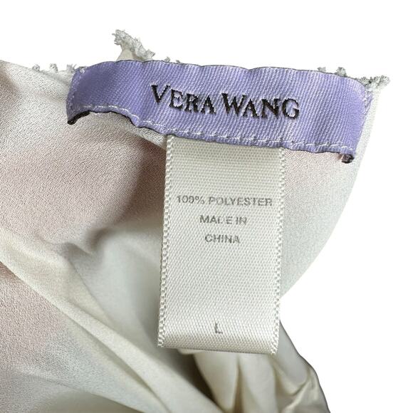 VERA WANG White Chiffon Slip Tank Dress Neglige Women's Size Large Bridal Y2k - Picture 6 of 6